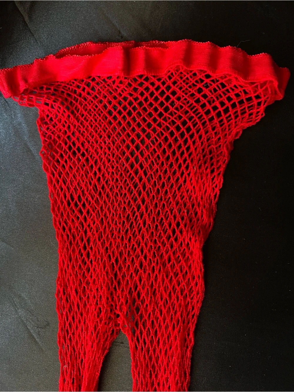 Bright Cherry Red Fishnet Tights